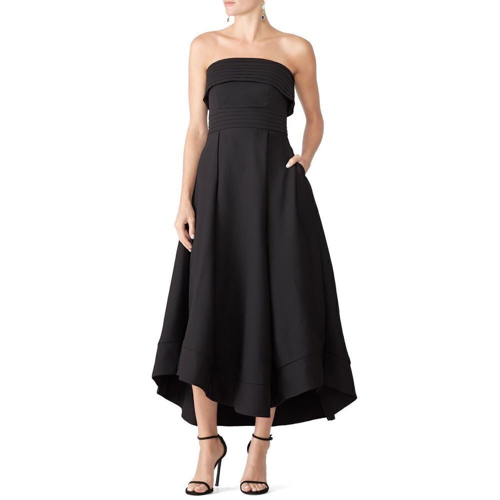 C/MEO Collective Visceral Strapless Midi Gown Dress A Line Back Zip Black Size S